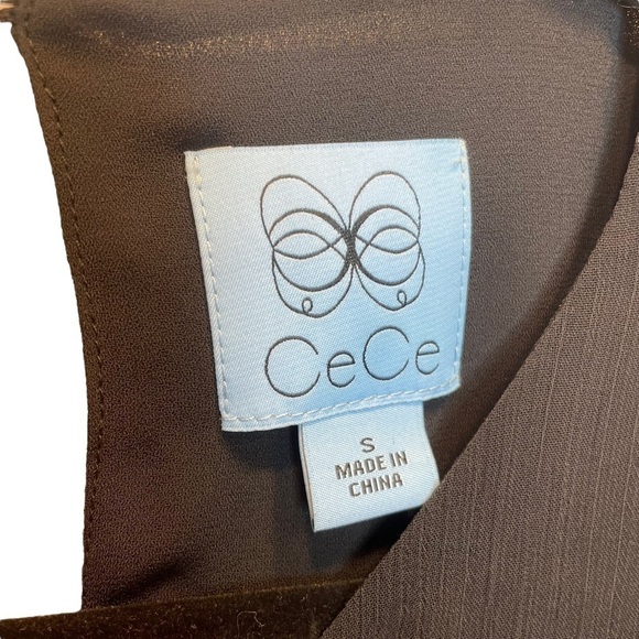 CeCe Ruffle Chiffon Shift Dress in Rich Black Small NWT NEW - Picture 5 of 7